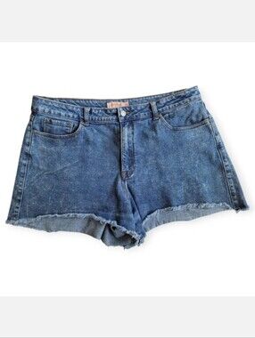 Judy Blue Cutoff Denim Shorts Blue Distressed Wash High Waist 3XL